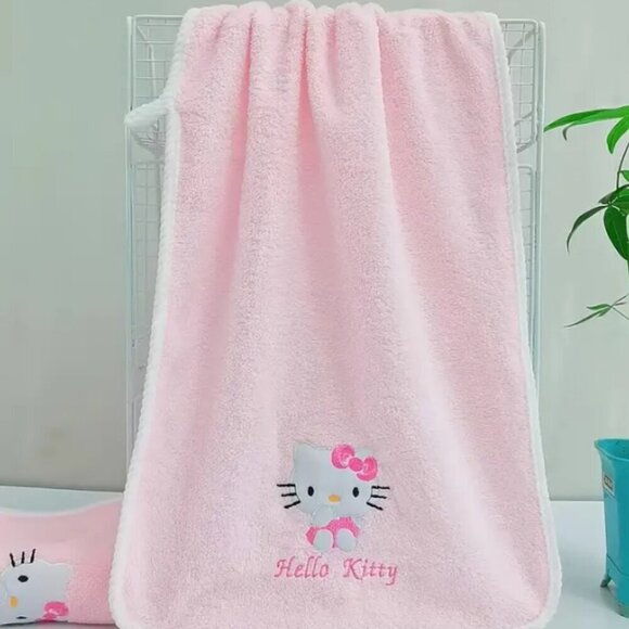 Hello Kitty Bath Towel Plush Set 3 Piece Pink NWT - Picture 3 of 5